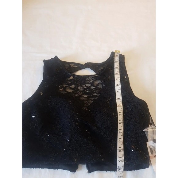B. Darlin Womens Blouse Crop Top Size 15 Sz 16 Sequined Lace Evening Prom Party - Picture 8 of 13